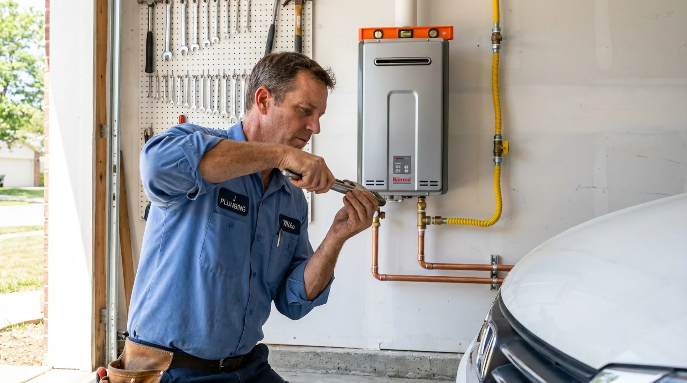 Tankless water heater installation by a Johns Plumbing LLC plumber in Ashland